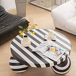 Дизайнерский журнальный стол круглый в чёрно-белую полоску Mypel варинант исполнения - 1 | Loft Concept в Воронеже