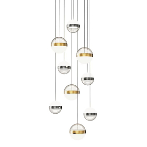 Люстра каскадная с 9-ю подвесами бронза и никель Peggy Futura lamp