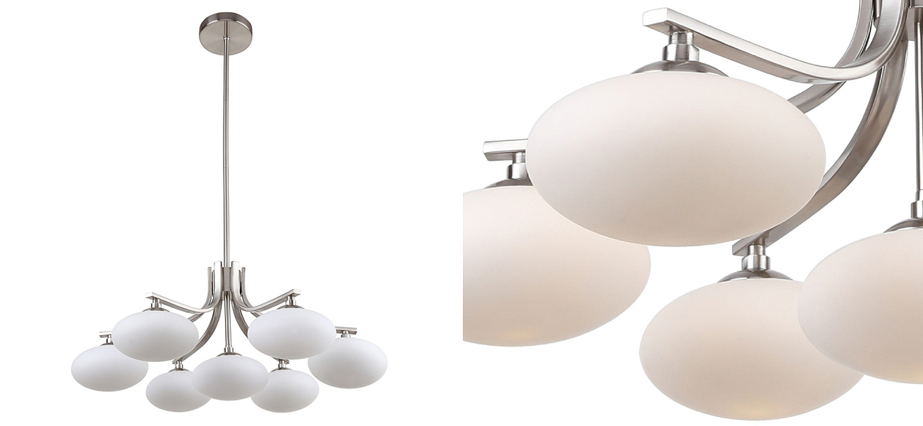 Люстра с овальными белыми плафонами Mushrooms Lamp Люстра с овальными белыми плафонами Mushrooms Lamp - Loft-Concept в Воронеже