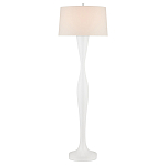 Торшер белый с тканевым абажуром на деревянном основании Graceful Silhouette варинант исполнения - 3 | Loft Concept в Воронеже