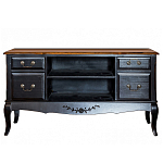 ТВ-тумба черная из массива березы с 4-мя ящиками и 2-мя полками в стиле прованс Vintage  варинант исполнения - 1 | Loft Concept в Воронеже