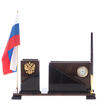 Настольный письменный набор с часами из природного камня обсидиана For the Deputy варинант исполнения - 1 | Loft Concept в Воронеже