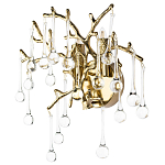 Бра в форме ветвей деревьев золотого цвета с прозрачными подвесками-каплями Droplet Bra варинант исполнения - 1 | Loft Concept в Воронеже