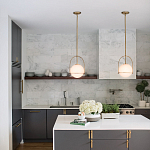 Подвесной светильник с белым плафоном в форме шара в арочной подвеске Hinkley варинант исполнения - 19 | Loft Concept в Воронеже