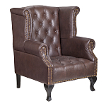 Кресло из натуральной кожи на 4-х деревянных ножках из массива бука Thomas Armchair brown варинант исполнения - 1 | Loft Concept в Воронеже