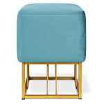 Пуф квадратный голубой велюр на золотом металлическом основании Celeste Blue варинант исполнения - 2 | Loft Concept в Воронеже