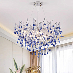 Люстра с синими стеклянными подвесками в форме капель FAIRYTREE Light варинант исполнения - 2 | Loft Concept в Воронеже