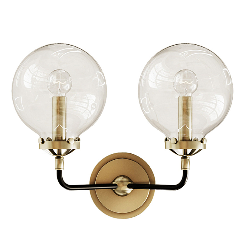 Бра Бистро Globe Clear Glass Double Sconce Brass  в Воронеже | Loft Concept 