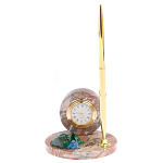Часы настольные с шариковой металлической ручкой из натурального камня Stone Clock варинант исполнения - 7 | Loft Concept в Воронеже
