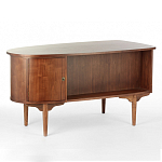 Дизайнерский письменный стол округлой формы с 4-мя ящиками и дверкой с полочками Rili варинант исполнения - 1 | Loft Concept в Воронеже