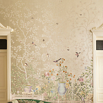Обои ручная роспись Temple Newsam White Gold gilded silk варинант исполнения - 3 | Loft Concept в Воронеже