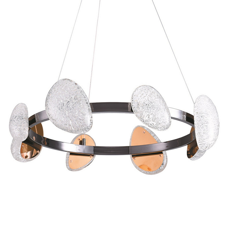 Люстра подвесная круглая с овальными плафонами Iona chandelier Черный Прозрачный Люстра подвесная круглая с овальными плафонами Iona chandelier Черный Прозрачный в Воронеже | Loft Concept