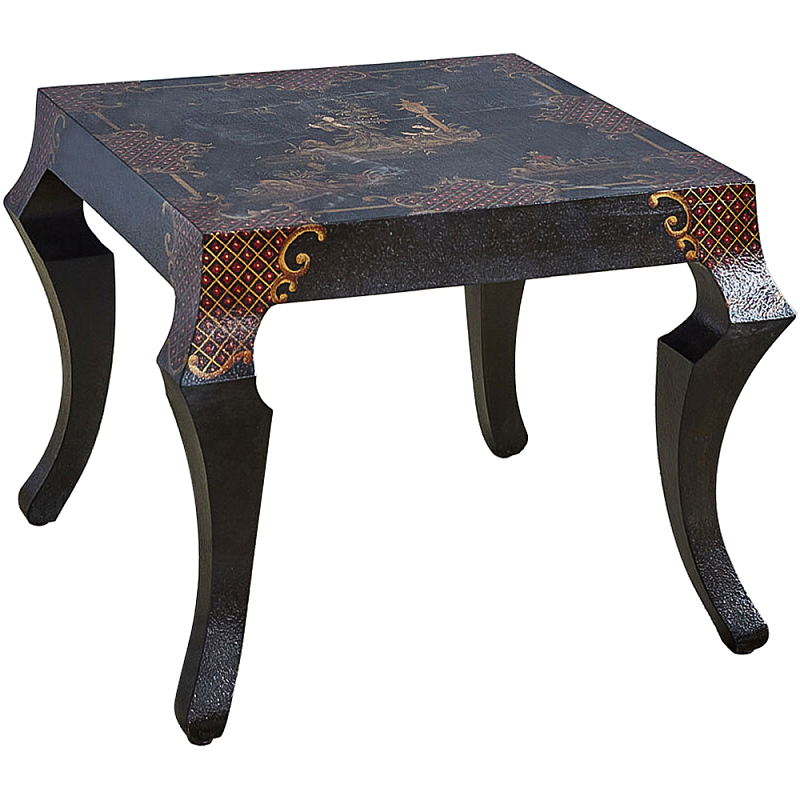 Квадратный кофейный стол Шинуазри с фигурными ножками Chinoiserie Collection Coffee Table Черный Золотой Красный Квадратный кофейный стол Шинуазри с фигурными ножками Chinoiserie Collection Coffee Table Черный Золотой Красный в Воронеже | Loft Concept