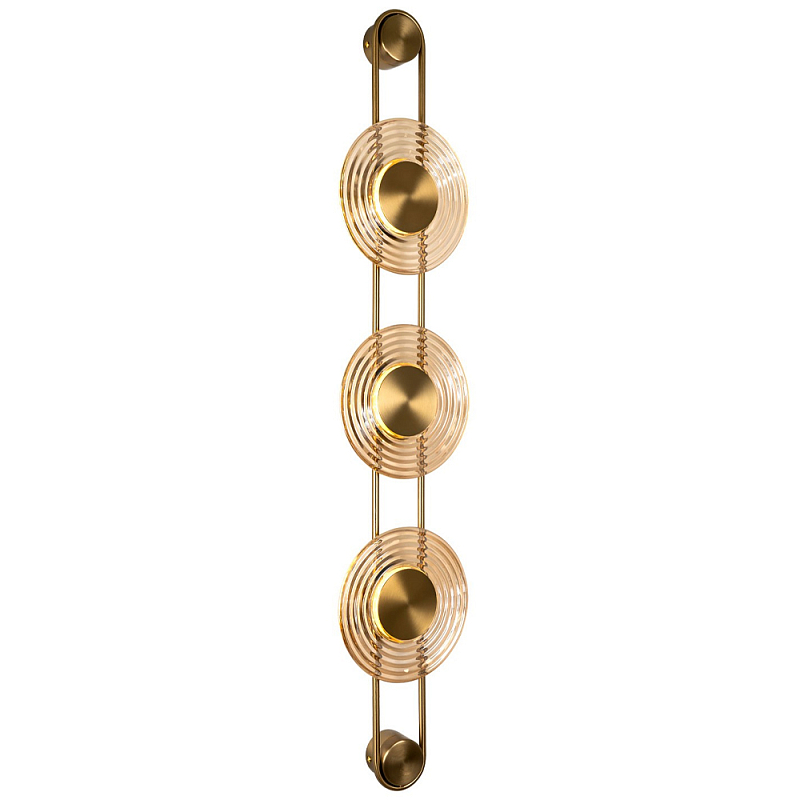Бра со стеклянными плафонами в форме дисков Savio Brown Glass Trio Disc Light Светло-коричневый Латунь Бра со стеклянными плафонами в форме дисков Savio Brown Glass Trio Disc Light Светло-коричневый Латунь в Воронеже | Loft Concept