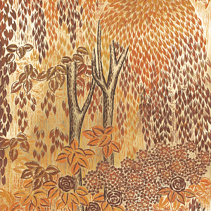 Обои ручная роспись в стиле Арт-деко Hippolyta’s Forest Colourway 263 on Deep Rich Gold gilded paper