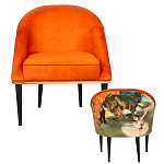Кресло из натурального бука оранжевое с цветным принтом Impressionism in Art варинант исполнения - 2 | Loft Concept в Воронеже