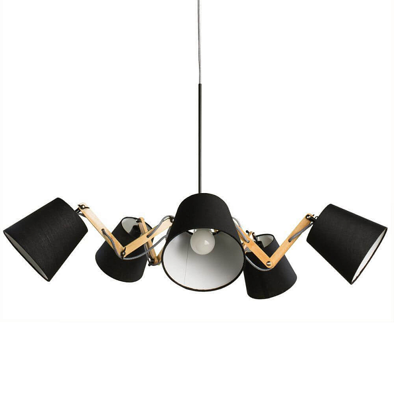Люстра Woodland Pendant 5 Black Древесина Черный Люстра Woodland Pendant 5 Black Древесина Черный в Воронеже | Loft Concept