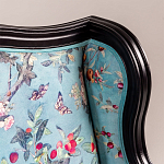 Трехместный диван из натурального бука бирюзовый с изображением птиц и цветов Turquoise Chinoiserie Garden Sofa варинант исполнения - 6 | Loft Concept в Воронеже