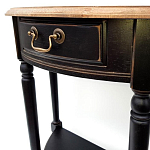 Консоль полукруглая из массива березы с ящиком и полкой в стиле прованс Vintage варинант исполнения - 3 | Loft Concept в Воронеже