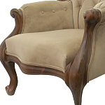 Кресло с мягкой обивкой из светло-коричневого велюра на 4-х деревянных ножках Evelyn Classical Armchair варинант исполнения - 4 | Loft Concept в Воронеже