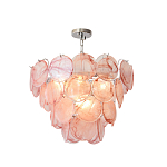 Люстра с каскадом из круглых розовых стеклянных дисков Pink Light Waterfall варинант исполнения - 3 | Loft Concept в Воронеже