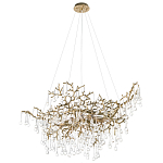 Подвесная люстра в виде ветвей деревьев золотого цвета с прозрачными подвесками-каплями 10 и 14 ламп Droplet Chandelier варинант исполнения - 3 | Loft Concept в Воронеже