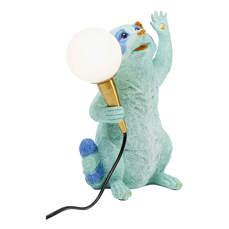 Настольная лампа для детской Голубой Енот  Золотой Бирюзовый Синий в Воронеже | Loft Concept 