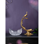 Чаша из прозрачного стекла на бронзовой подставке в виде павлина с рельефным хвостом Eden Garden варинант исполнения - 7 | Loft Concept в Воронеже