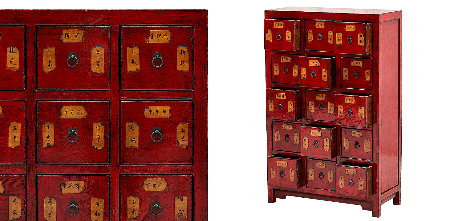 Комод в китайском стиле с маленькими выдвижными ящиками Red Chest of Drawers Red Комод в китайском стиле с маленькими выдвижными ящиками Red Chest of Drawers Red - Loft-Concept в Воронеже