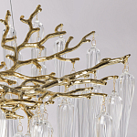 Люстра золотого цвета с декоративными ветками и длинными прозрачными стеклянными подвесами в форме сосулек Droplet Chandelier варинант исполнения - 7 | Loft Concept в Воронеже