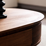 Кофейный стол овальный из дерева с 2-мя ящиками Coffee Walnut Table варинант исполнения - 9 | Loft Concept в Воронеже