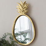 Зеркало овальной формы с золотистой рамкой и декоративной верхушкой в виде ананаса Pineapple Shine  варинант исполнения - 4 | Loft Concept в Воронеже