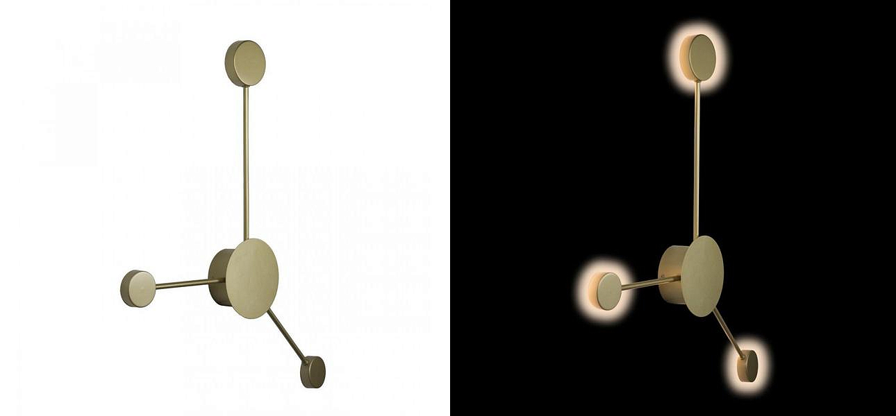 Бра Лофт Vibia Pin Wall Light 3 плафона Золотой матовый цвет Бра Лофт Vibia Pin Wall Light 3 плафона Золотой матовый цвет - Loft-Concept в Воронеже