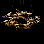 Люстра подвесная с прозрачными стеклянными птичками на ветвях Диаметр 100 см Serip Voa варинант исполнения - 9 | Loft Concept в Воронеже