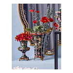 Ваза из фарфора черная с цветочной росписью и бронзовой стрекозой Spring Garden варинант исполнения - 4 | Loft Concept в Воронеже