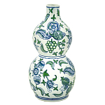 Ваза фигурная с сине-зелеными узорами распустившихся цветов Blossoming Spring варинант исполнения - 1 | Loft Concept в Воронеже