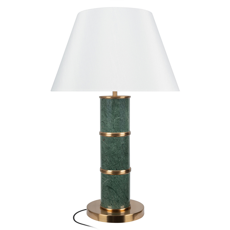 Настольная лампа на основании из зеленого мрамора с белым абажуром Noelia Green Зеленый Бронза ivory ( слоновая кость ) в Воронеже | Loft Concept 