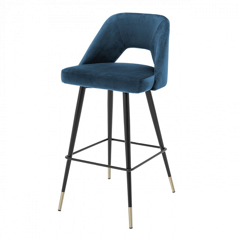 Барный стул Eichholtz Bar Stool Avorio Blue Синий Черный Латунь Барный стул Eichholtz Bar Stool Avorio Blue Синий Черный Латунь в Воронеже | Loft Concept