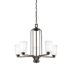 Люстра бронзового цвета с 5-ю матовыми стеклянными плафонами Generation Lighting варинант исполнения - 1 | Loft Concept в Воронеже