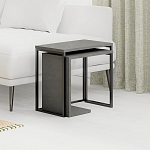 Комплект из 2-х приставных столов серого цвета из дерева ZIGOSH RETRO GREY варинант исполнения - 2 | Loft Concept в Воронеже