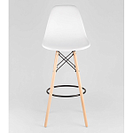 Пластиковый барный стул на ножках из массива бука Eames White варинант исполнения - 5 | Loft Concept в Воронеже