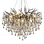 Люстра черная с прозрачными стеклянными подвесками в форме капель FAIRYTREE Light варинант исполнения - 3 | Loft Concept в Воронеже