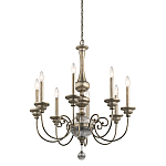 Люстра серебряного цвета с состаренным эффектом и декоративным подвесным шаром Kichler варинант исполнения - 1 | Loft Concept в Воронеже