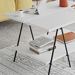 Стол журнальный с белой прямоугольной столешницей и полкой ESSEL WHITE варинант исполнения - 3 | Loft Concept в Воронеже