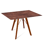 Стол обеденный с коричневой прямоугольной столешницей из керамики на четырех деревянных ножках Brown Ceramics варинант исполнения - 1 | Loft Concept в Воронеже