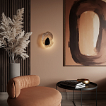 Бра с волнообразным стеклянным плафоном и вставкой из мрамора Liquid Stone варинант исполнения - 15 | Loft Concept в Воронеже