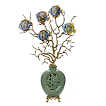 Ваза зеленая с бронзовыми ветвями и фарфоровыми рыбками Eden Garden варинант исполнения - 1 | Loft Concept в Воронеже