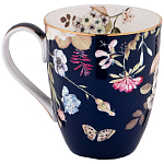 Кружка синяя из фарфора с рисунком цветов 400 мл Garden Whisper Porcelain Set  варинант исполнения - 1 | Loft Concept в Воронеже