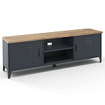 ТВ-тумба из металла и столешницей из массива дуба Metal Wood TV-Stand варинант исполнения - 2 | Loft Concept в Воронеже