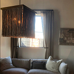 Люстра квадратная с бахромой и подвесом из деревянных бусин Psyche варинант исполнения - 3 | Loft Concept в Воронеже